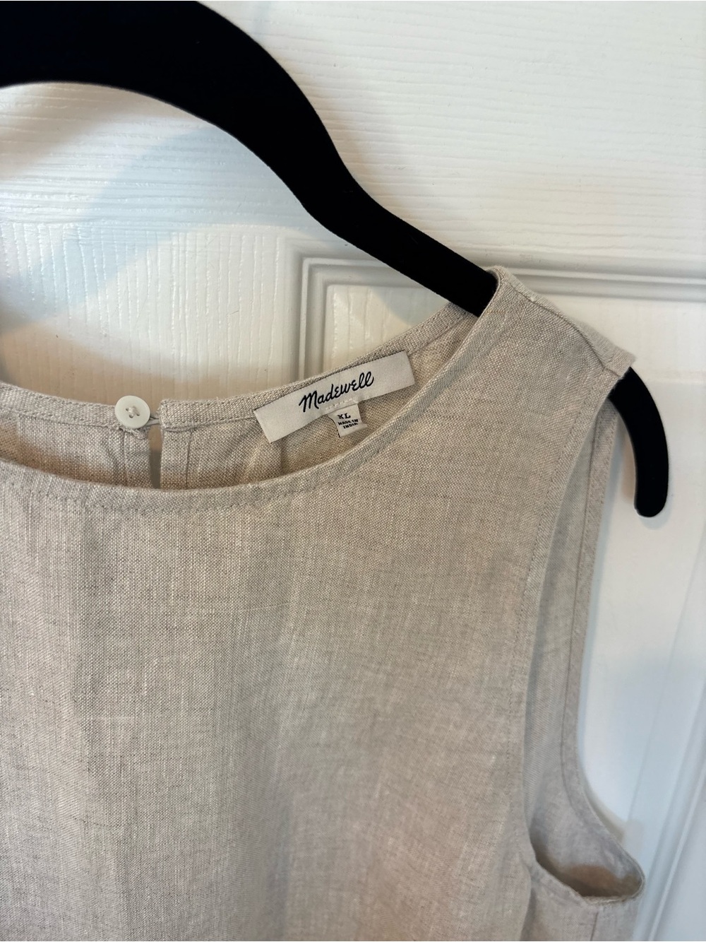 Madewell Sleeveless Mini Shift Dress in Light Beige Linen Transitional - Picture 3 of 11